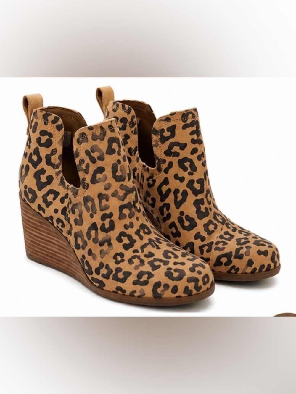 TOMS Leopard Print Wedge Ankle Booties Women’s Size 9 Animal Print Shoes